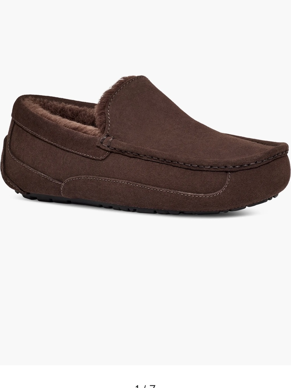 UGG ASCOT Men's Brown Suede Moccasin Slipper - Plush Lined Comfort